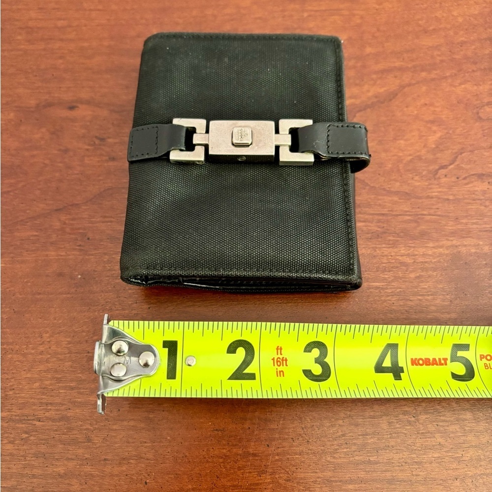 Vintage Gucci Jackie Wallet/Black Canvas Leather Bifold/Piston Lock - Picture 9 of 10